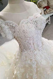 Luxurious Wedding Dresses Tulle Lace Up With Beads Sequins Appliques Short