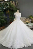 New Arrival Wedding Dresses A-Line Scoop Neck Tulle Lace Up With Beads