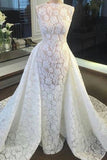 New Arrival Sexy Lace Wedding Dresses Sheath With Detachable