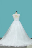 A Line Straps Wedding Dresses Tulle With Applique Sweep