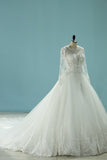 Gorgeous Scoop Wedding Dresses Glitter Tulle With Beading Zipper Back Long