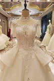 New Arrival Marvelous High Neck Wedding Dresses With Bow Knot Appliques And