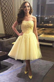 Strapless Homecoming Dresses Knee Length Tulle