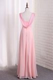 Bridesmaid Dresses Straps Sequined Bodice A Line Chiffon Floor