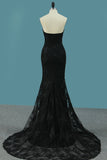 New Arrival Black Mermaid Lace Prom Dresses Sweetheart With Sweep