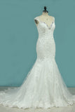 New Arrival Wedding Dresses V Neck Mermaid Tulle With Applique Chapel