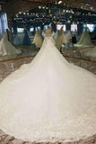 High-End Handmade Tulle Wedding Dresses A Line With Beads Rhinestones Royal Train Lace