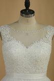 A Line Wedding Dresses Scoop With Applique And Sash