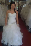 Mermaid Wedding Dresses Sweetheart Tulle With Beading & Ruffles