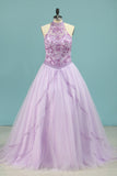 High Neck Quinceanera Dresses Ball Gown With Beading Court