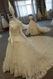 New Arrival Gorgeous Wedding Dresses Royal Train Lace Up A-Line