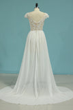 Beach Wedding Dresses A-Line V-Neck Chiffon Full Beaded