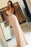 New Arrival Sequin Long Sweetheart Spaghetti Straps Criss Cross Beads Prom Dresses