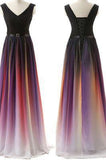 Gradient purple A-line long prom Dress formal prom dress new arrive evening dress