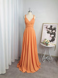 A-Line/Princess Jersey Ruched V-neck Sleeveless Floor-Length Bridesmaid Dresses TPP0005824