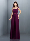 A-Line/Princess Square Pleats Sleeveless Long Chiffon Bridesmaid Dresses TPP0005726