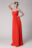 Sheath/Column Sweetheart Sleeveless Pleats Hand-Made Flower Long Chiffon Bridesmaid Dresses TPP0005798