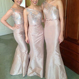 Trumpet/Mermaid One-Shoulder Sleeveless Satin Floor-Length Bridesmaid Dresses TPP0005729