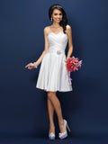 A-Line/Princess Sweetheart Pleats Sleeveless Short Taffeta Bridesmaid Dresses TPP0005783