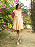 A-Line/Princess One-Shoulder Sleeveless Short Chiffon Bridesmaid Dresses TPP0005775