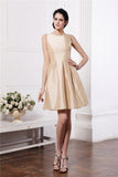 A-Line/Princess Scoop Sleeveless Pleats Short Taffeta Bridesmaid Dresses TPP0005723