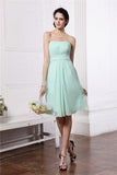 Sheath/Column Strapless Sleeveless Pleats Short Chiffon Bridesmaid Dresses TPP0005722