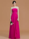 A-Line/Princess Strapless Sleeveless Floor-Length Ruffles Chiffon Bridesmaid Dresses TPP0005756