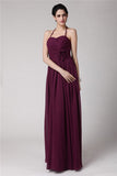 Sheath/Column Halter Sleeveless Hand-Made Flower Long Chiffon Bridesmaid Dresses TPP0005817