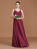 A-Line/Princess Lace Sweetheart Chiffon Ruched Floor-Length Bridesmaid Dresses TPP0005841