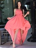 A-Line/Princess Chiffon Ruffles Spaghetti Straps Sleeveless Asymmetrical Junior/Girls Bridesmaid Dresses TPP0005842