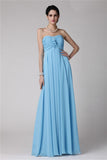 Sheath/Column Strapless Sleeveless Ruffles Long Chiffon Bridesmaid Dresses TPP0005816