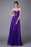 A-Line/Princess Sweetheart Sleeveless Beading Pleats Long Chiffon Bridesmaid Dresses TPP0005818