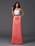 A-Line/Princess Strapless Sleeveless Long Satin Bridesmaid Dresses TPP0005809