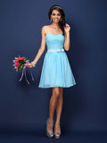 A-Line/Princess Strapless Pleats Sleeveless Short Chiffon Bridesmaid Dresses TPP0005815