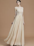 A-Line/Princess V-neck Sleeveless Floor-Length Ruffles Chiffon Bridesmaid Dresses TPP0005747