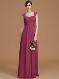 A-Line/Princess Sweetheart Sleeveless Floor-Length Ruched Chiffon Bridesmaid Dresses TPP0005828