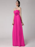 Sheath/Column Sweetheart Sleeveless Pleats Hand-Made Flower Long Chiffon Bridesmaid Dresses TPP0005798