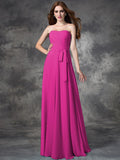 A-line/Princess Strapless Ruched Sleeveless Long Chiffon Bridesmaid Dresses TPP0005797