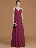 A-Line/Princess V-neck Sleeveless Floor-Length Ruffles Chiffon Bridesmaid Dresses TPP0005792