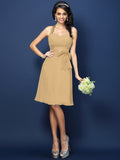 Sheath/Column Halter Bowknot Sleeveless Short Chiffon Bridesmaid Dresses TPP0005707