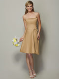 A-Line/Princess Strapless Sleeveless Bowknot Short Satin Bridesmaid Dresses TPP0005863