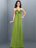 A-Line/Princess Halter Hand-Made Flower Sleeveless Long Chiffon Bridesmaid Dresses TPP0005807