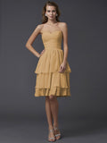 Sheath/Column Sweetheart Sleeveless Short Chiffon Bridesmaid Dresses TPP0005867