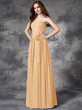 A-line/Princess Sweetheart Ruffles Sleeveless Long Chiffon Bridesmaid Dresses TPP0005803