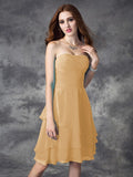 A-line/Princess Strapless Ruffles Sleeveless Short Chiffon Bridesmaid Dresses TPP0005837