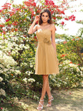 A-Line/Princess Sweetheart Hand-Made Flower Sleeveless Short Chiffon Bridesmaid Dresses TPP0005724