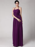 Sheath/Column Halter Sleeveless Hand-Made Flower Long Chiffon Bridesmaid Dresses TPP0005817