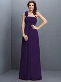 A-Line/Princess Strapless Hand-Made Flower Sleeveless Long Chiffon Bridesmaid Dresses TPP0005737