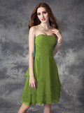 A-line/Princess Strapless Ruffles Sleeveless Short Chiffon Bridesmaid Dresses TPP0005837