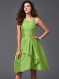 A-Line/Princess Scoop Ruffles Sleeveless Short Taffeta Bridesmaid Dresses TPP0005721